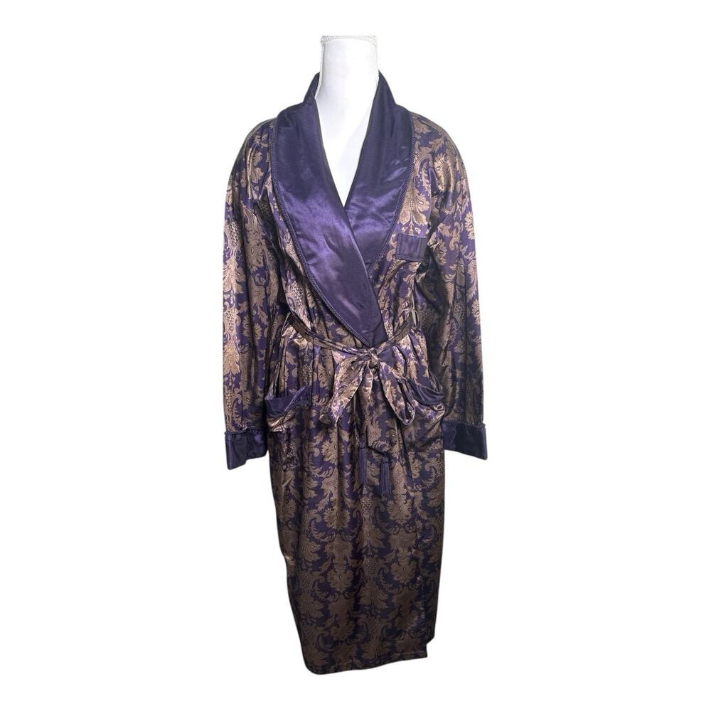 Vintage Victoria’s Secret Satin Jacquard Robe Purple Gold XS/S